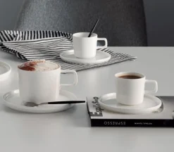 ASA Kaffeetasse OCO mit Untertasse 6er Set Weiß Keramik