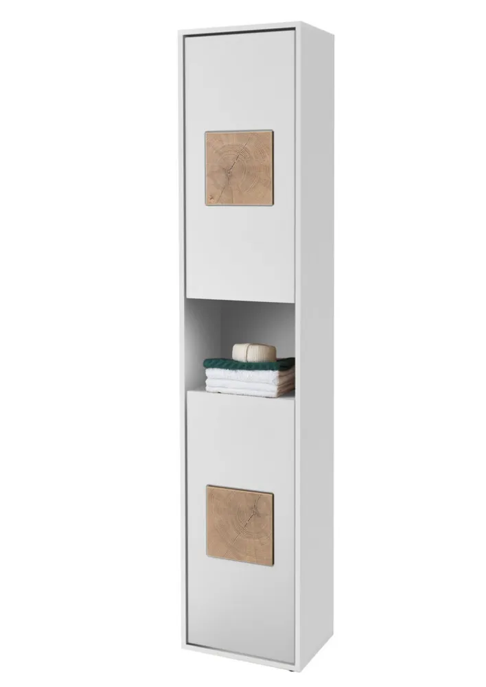 Bad Hochschrank SOLID weiß/ braun