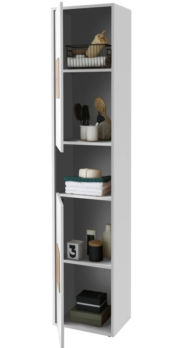 Bad Hochschrank SOLID weiß/ braun
