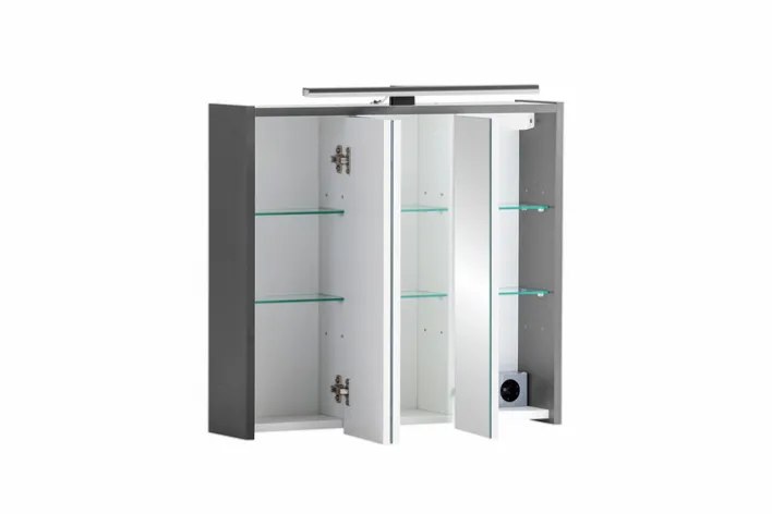 Bad Spiegelschrank PALERMO 65 x 62,7 x 16 cm Anthrazit/Spiegel