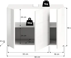 Bad Waschbeckenunterschrank Vira ca. 82 × 56 × 34 cm