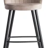 Barhocker mit Rückenlehne schwarz/ beige Samt