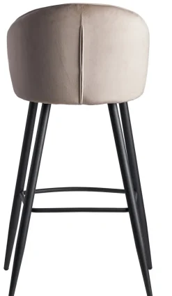 Barhocker mit Rückenlehne schwarz/ beige Samt