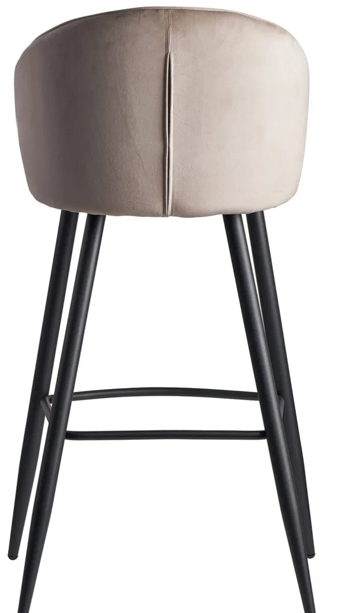 Barhocker mit Rückenlehne schwarz/ beige Samt