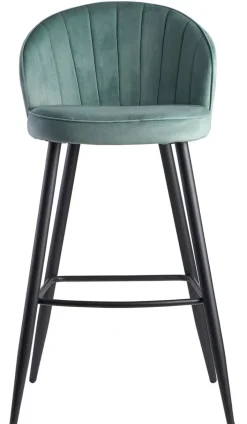 Barhocker mit Rückenlehne schwarz/ grün Samt