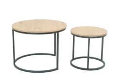 Beistelltisch LINDAU 2er Set Ø 60/Ø 40cm Artisan Eiche - braun/schwarz