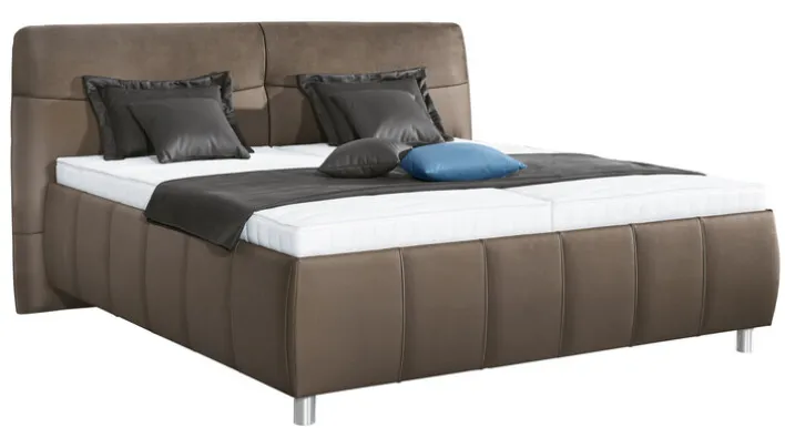 Bettgestell PALLAS 200 x 200 cm Lederlook braun-grau