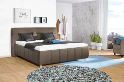 Bettgestell PALLAS 200 x 200 cm Lederlook braun-grau