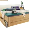Bett KANADA 180 x 200 cm Eiche Bianco/ Lederlook Champagner