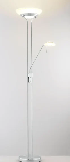 casaNOVA LED Deckenfluter EVEN II mit Leselicht nickelfarbig