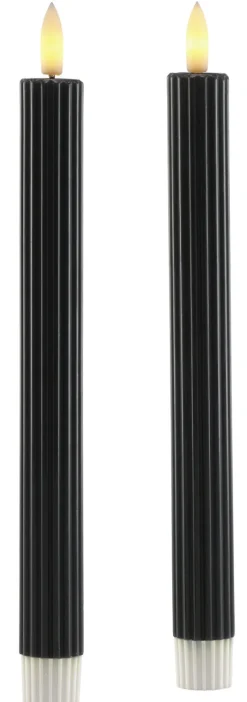 casaNOVA LED Kerze RILL 2er Set je 24 cm schwarz
