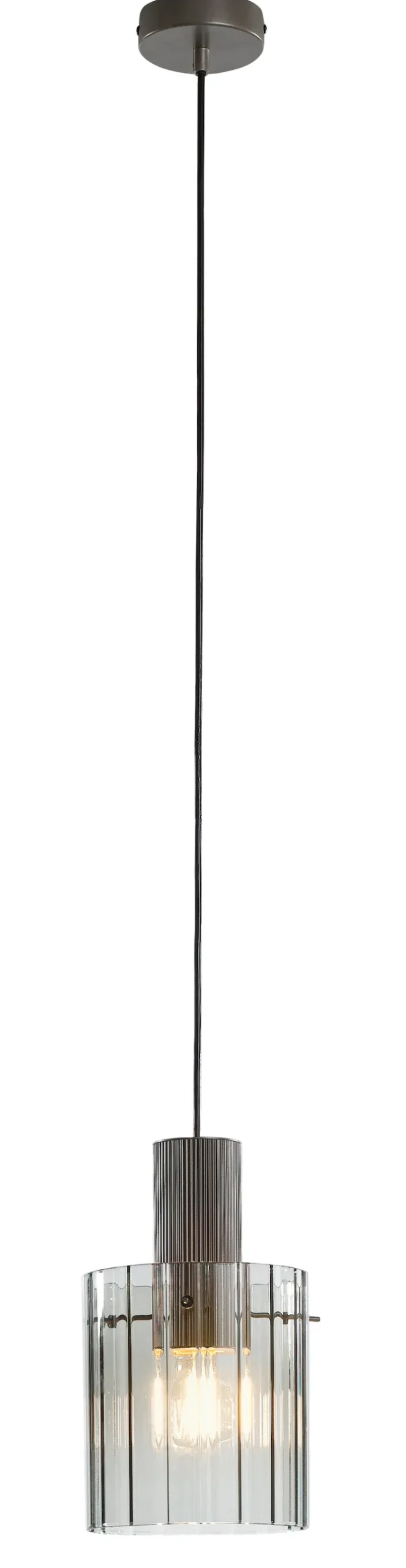 casaNOVA Retrofit Pendelleuchte RONJA 1-flg silberfarbig /Rauchglas