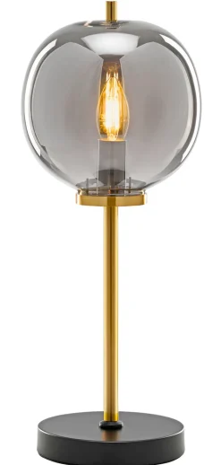 casaNOVA Retrofit Tischlampe TANO 45 cm schwarz /Rauchglas