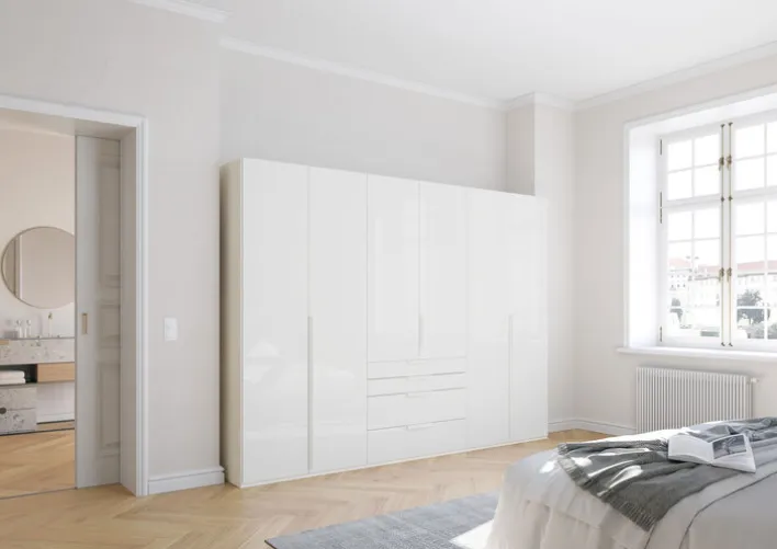 CASAVANTI Kleiderschrank PURISMA Alpinweiß/ Glas Kristallweiß