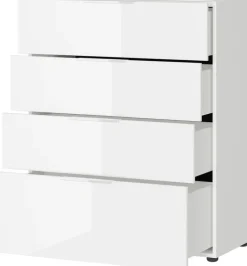 CASAVANTI Kommode OAKLAND 83 x 102 cm Glas Weiß/Weiß
