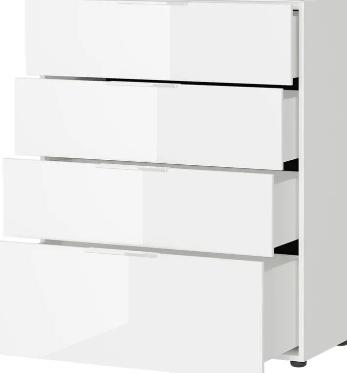 CASAVANTI Kommode OAKLAND 83 x 102 cm Glas Weiß/Weiß