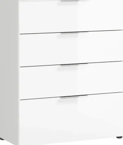 CASAVANTI Kommode OAKLAND 83 x 102 cm Glas Weiß/Weiß