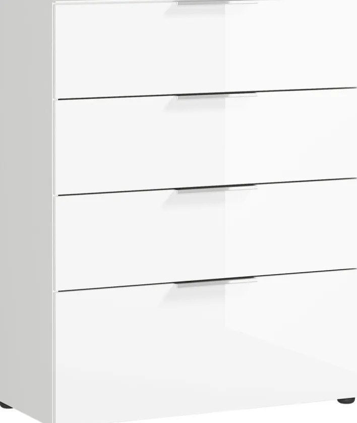 CASAVANTI Kommode OAKLAND 83 x 102 cm Glas Weiß/Weiß