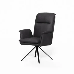 CASAVANTI Stuhl MAILAND 87 x 61 x 66 cm Metall Microfaser drehbar Dunkelgrau