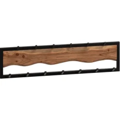 CASAVANTI Wandgarderobe Akazie Massivholz/Metall 80x20x8 cm schwarz/braun