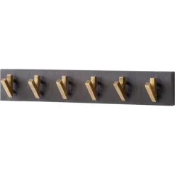 CASAVANTI Wandgarderobe 60 x 10 cm Mango Massiv schwarz lackiert/goldfarbig