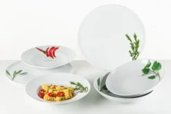 CreaTable Pastabowl KRÄUTER CHILLI 6er Set weiß