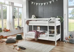 Etagenbett 90 x 200 cm Buche Massiv weiß