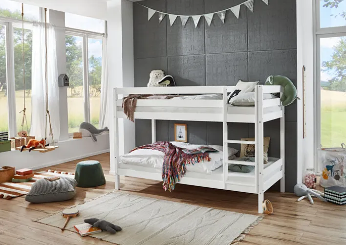 Etagenbett 90 x 200 cm Buche Massiv weiß
