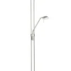 FISCHER & HONSEL Deckenfluter POOL, mit Leselampe, Metall/Glas, Höhe 182 cm Durchmesser 32 cm, matt Nickelfarbig/Alabasterfarbig