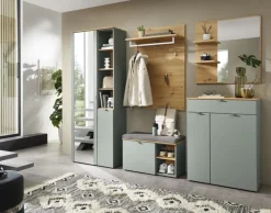 Garderobenschrank 78 x 202 x 38 cm schilfgrün supermatt/braun