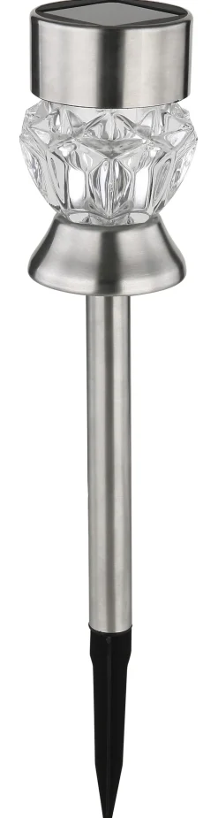 GLOBO LED Solarlampe Gartenspieß SIMON 2er Set silberfarbig