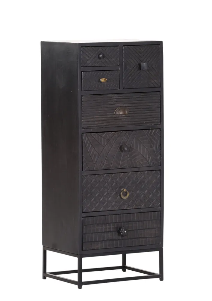 INTERhome Kommode ADELIA 45 x 110 cm Mango massiv schwarz gebeizt/lackiert
