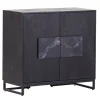 INTERhome Kommode AGGLO 85 x 80 cm Akazie massiv schwarz gebeizt und lackiert