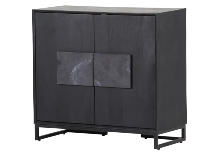 INTERhome Kommode AGGLO 85 x 80 cm Akazie massiv schwarz gebeizt und lackiert