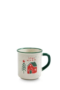 Kaffeebecher MERRY CHRISTMAS Steingut 430ml Weiß/Mehrfarbig