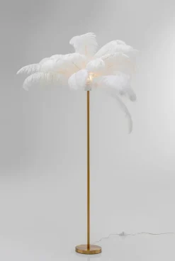 KARE DESIGN Deko-Stehleuchte FEATHER PALM weiß/goldfarbig