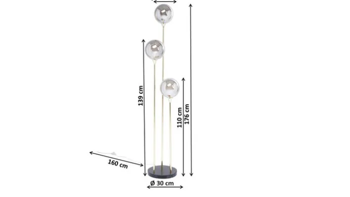 KARE DESIGN Retrofit Stehlampe AL CAPONE TRE 176 cm goldfarbig