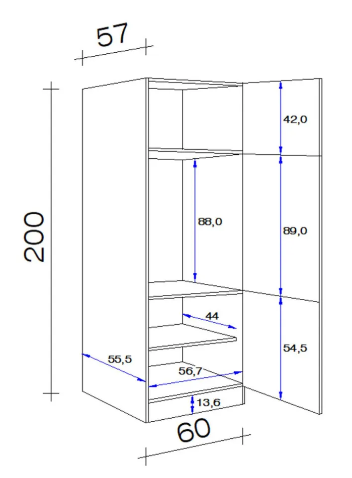 Küchen Geräteumbauschrank RALPH 200 cm Eiche/ grau