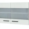 Küchen Glas-Hängeschrank AVILA 100 cm Eiche /weiß matt