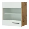 Küchen Glas-Hängeschrank AVILA 50 cm Eiche /weiß matt