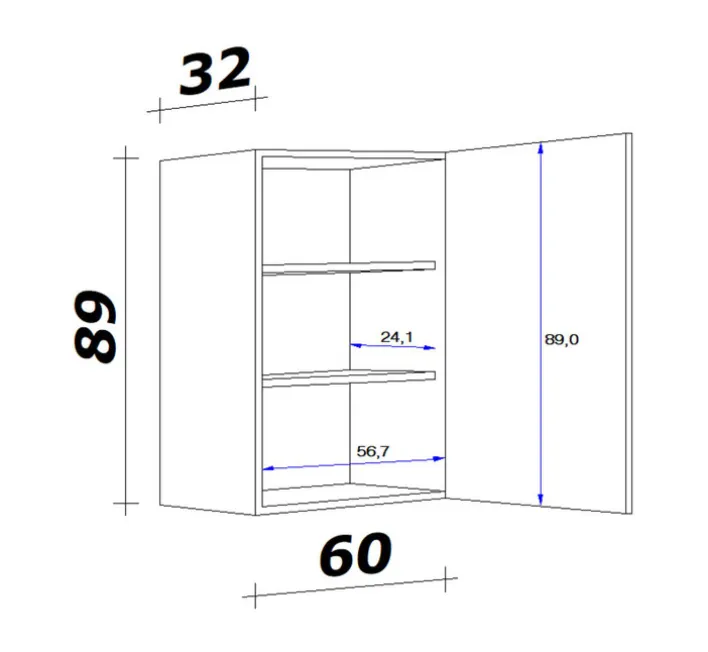Küchen Hängeschrank AVILA 60 cm Eiche /weiß matt