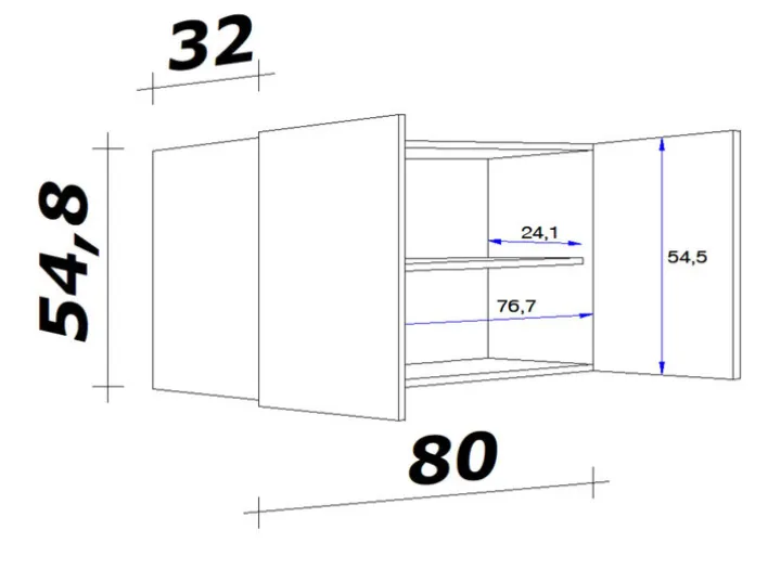 Küchen Hängeschrank AVILA 80 cm Eiche /weiß matt