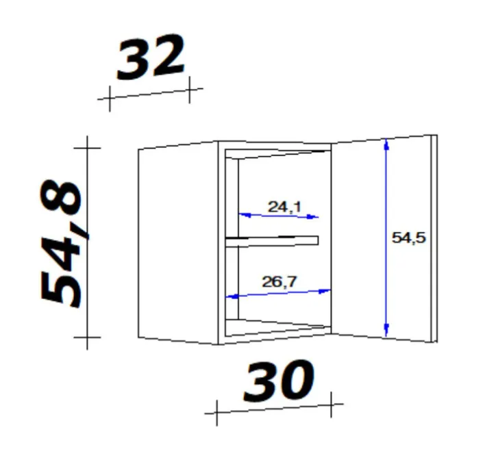 Küchen Hängeschrank AVILA 30 Eiche /weiß matt