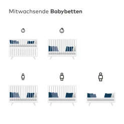 Kinderbett BEACH Kiefer weiß/ Abs. Birke