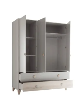 Kinder-Drehtürenschrank FIEN grau/ braun