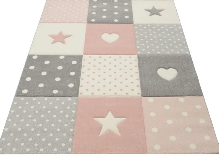 Kinderteppich KIDS STARS 120 x 170 cm rosa