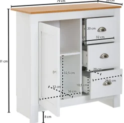 Kommode 79 x 81 cm mit Schubkästen weiß/ braun