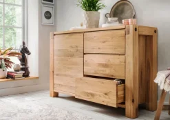 Kommode 45 x 140 x 90 cm Eiche massiv in Braun
