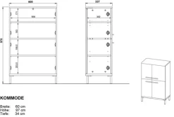 Kommode YONKERS 60 x 97 cm Kaschmir/ Nussbaum