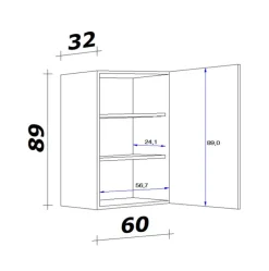 Oberschrank MEGGIE 60 x 89 x 32 cm weiß